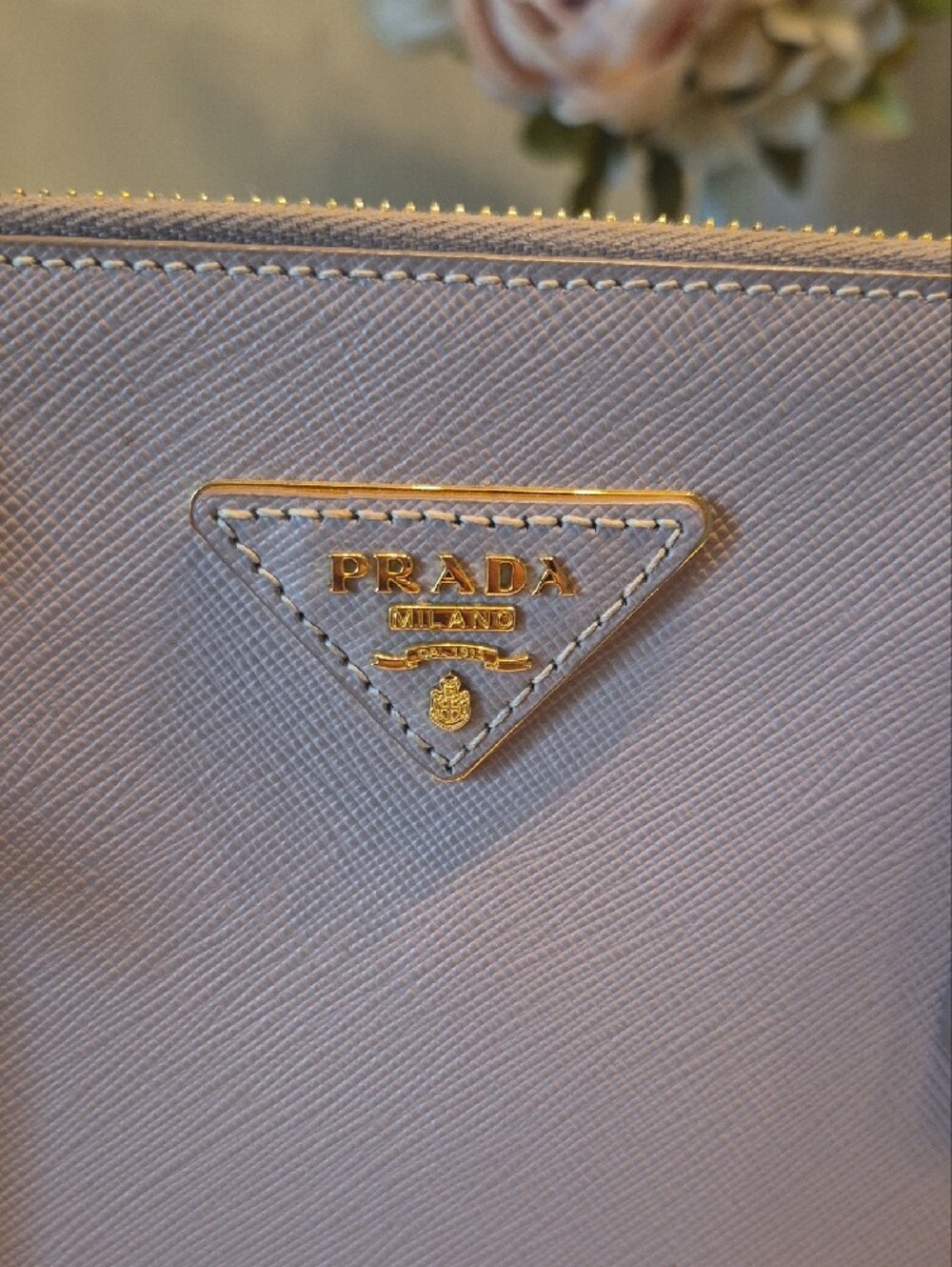 Prada Pink Saffiano Double-Handle Satchel with Gold Hardware - Picture 9 of 17